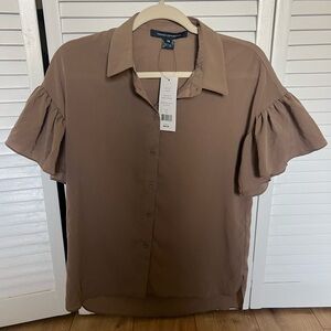 [NEW W/ TAGS] French Connection Crepe Ruffle Sleeve Shirt